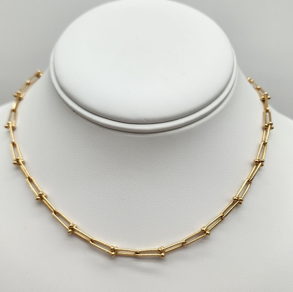 Jewelry - 18K Yellow Gold Hardwear Chain Necklace sz 16 Solid Gold Women NEW Chunky Choker